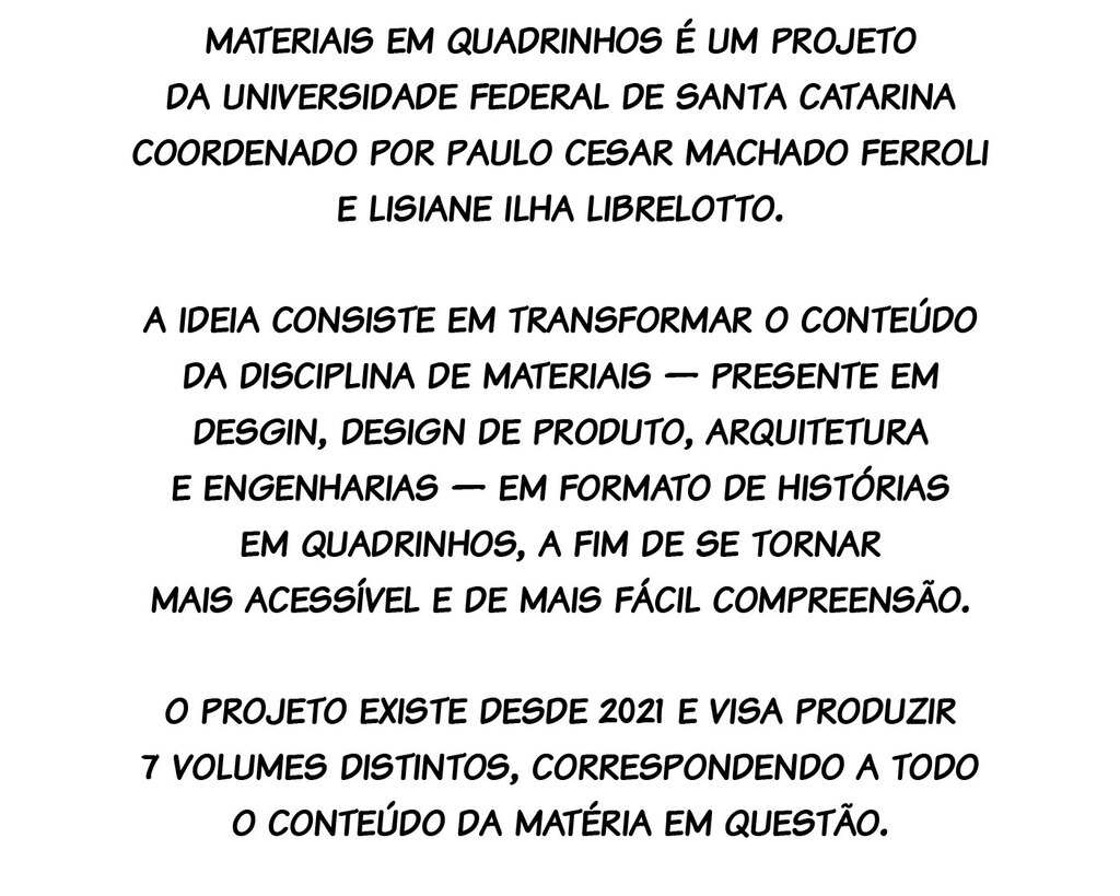 Imagens que descrevem o conceito e o processo de desenvolvimento do projeto de identidade visual de Materiais em Quadrinhos.