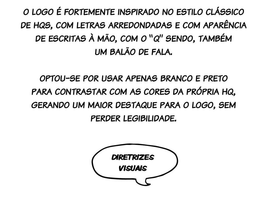 Imagens que descrevem o conceito e o processo de desenvolvimento do projeto de identidade visual de Materiais em Quadrinhos.