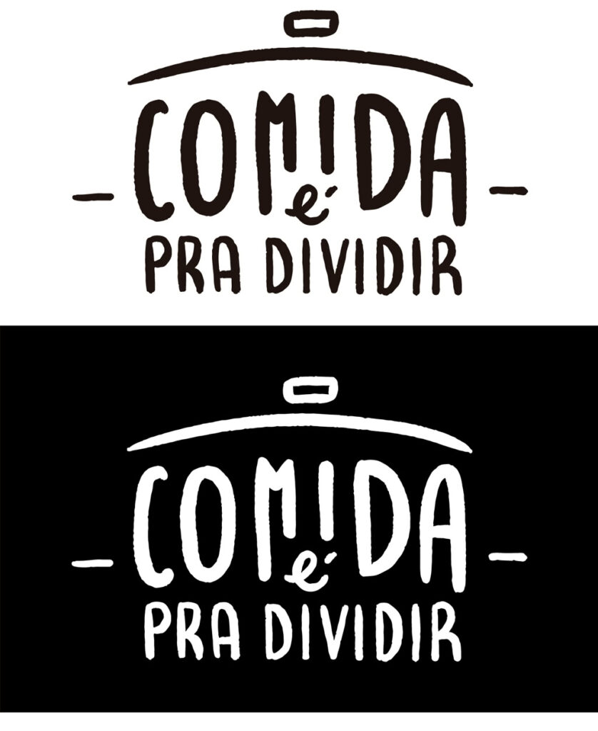 Imagens que detalham o desenvolvimento visual das ilustrações do projeto comida é pra dividir.
