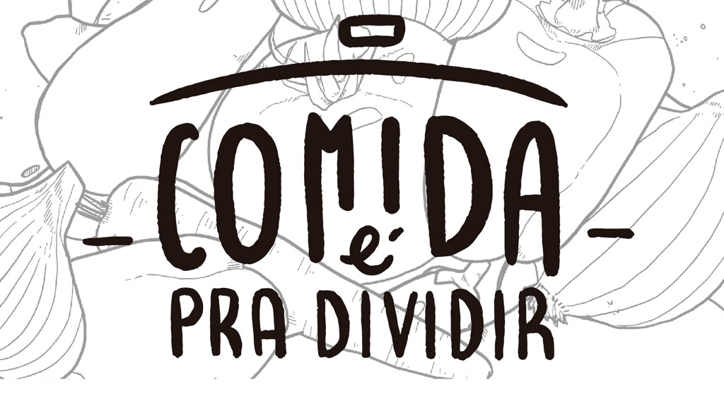 Imagens que detalham o desenvolvimento visual das ilustrações do projeto comida é pra dividir.