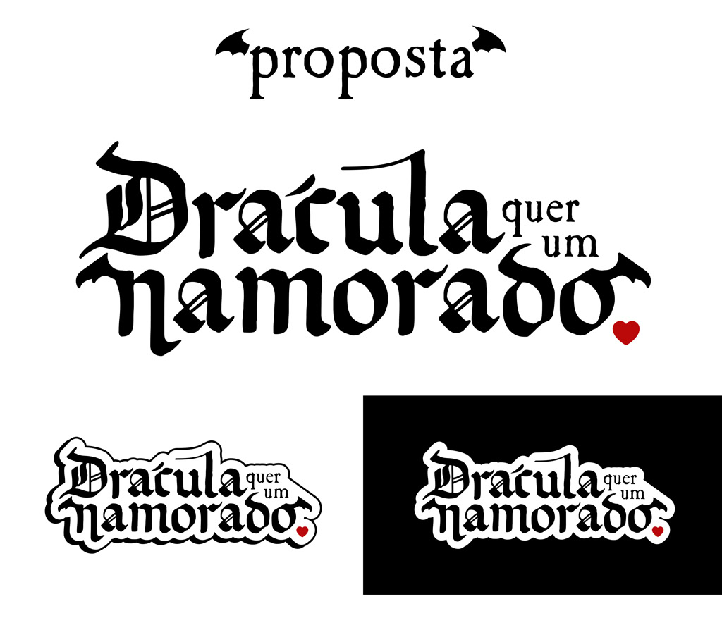 Prancha sobre o projeto de redesign do logo de Drácula Quer um Namorado.